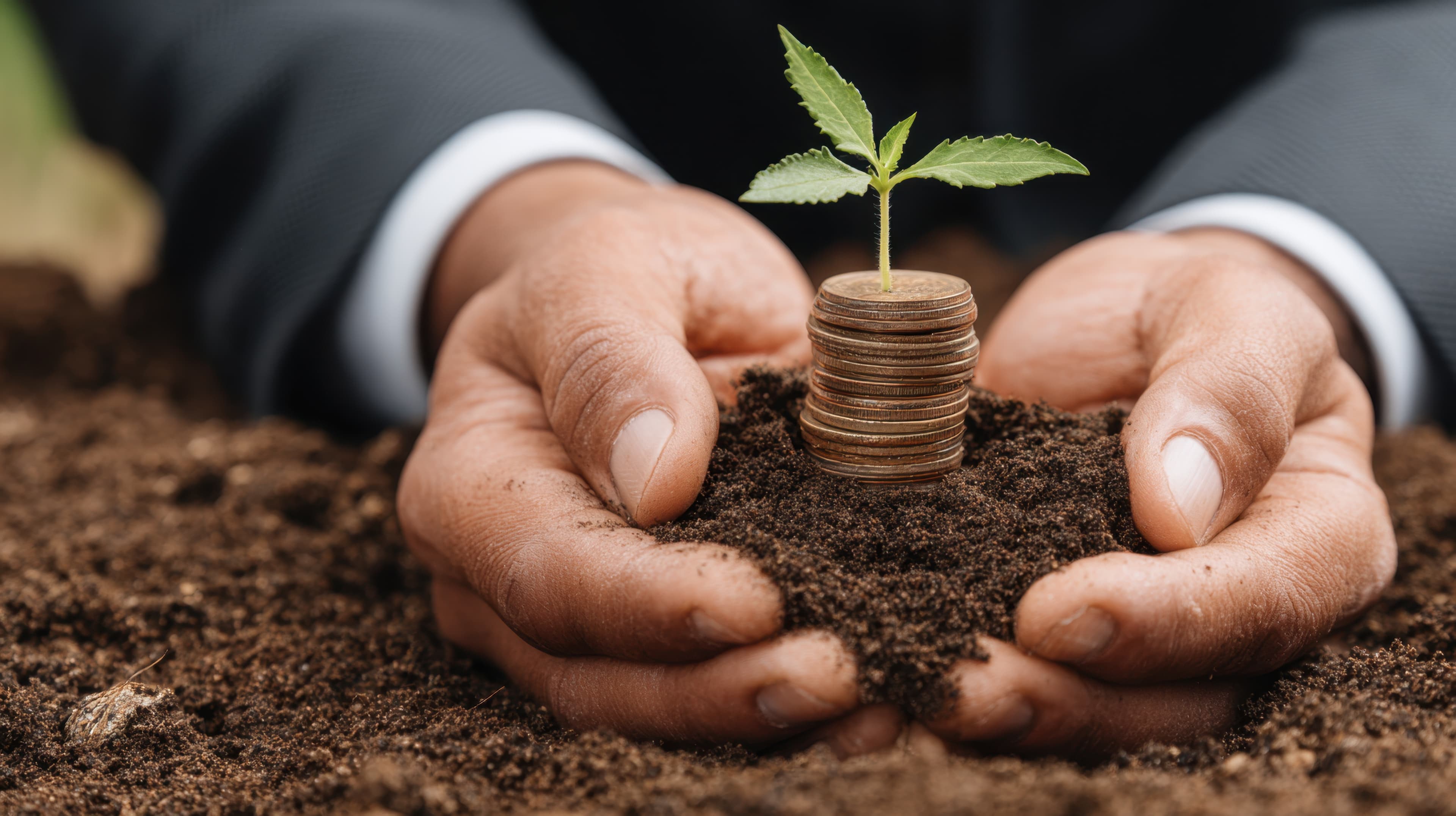 Investment growth — seedling on coins
